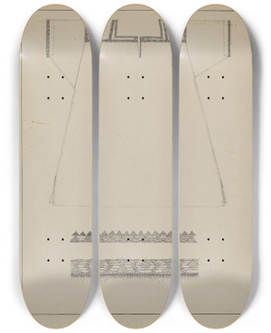 Triptych art skateboard deck of Evelyn Bailey Chemise_1 by Evelyn Bailey