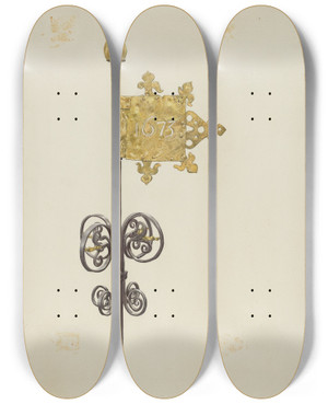 Triptych art skateboard deck of Lucille Chabot Weather Vane by Lucille Chabot