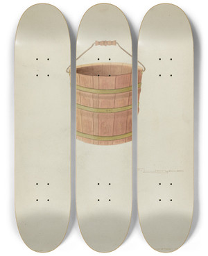 Triptych art skateboard deck of T Joyce Shaker Cedar Bucket by T Joyce