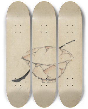 Triptych art skateboard deck of Katsushika Hokusai A Bowl With A Spoon by Katsushika Hokusai (1760-1849)