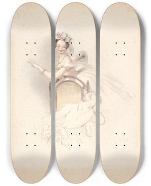 Triptych art skateboard deck of Alfred Edward Chalon La Sylphide Souvenir Dadieu Marie Taglioni by Alfred Edward Chalon (1780-1860)