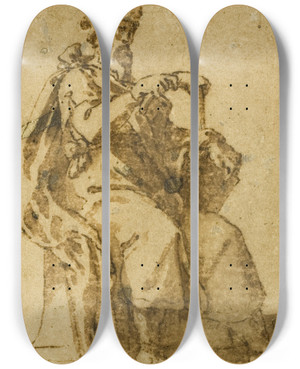 Triptych art skateboard deck of Cesare Nebbia Samuel Enthroned by Cesare Nebbia (1536-1622)