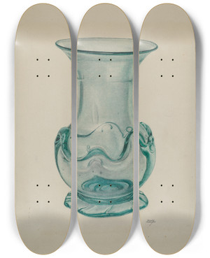 Triptych art skateboard deck of Beverly Chichester Green Glass Vase by Beverly Chichester (20-)