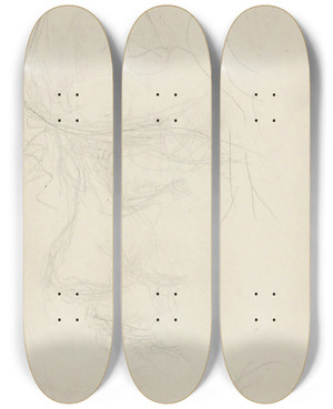 Triptych art skateboard deck of Reijer Stolk Gezicht Van Een Vrouw Met Gesloten Ogen by Reijer Stolk (1896-1945)