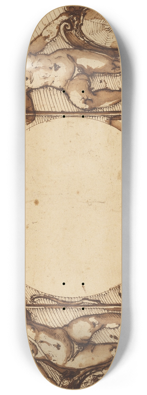 Federico Zuccaro - Two Child Angels, Symbolizing Patience and Industry 8.25 inch art skate deck