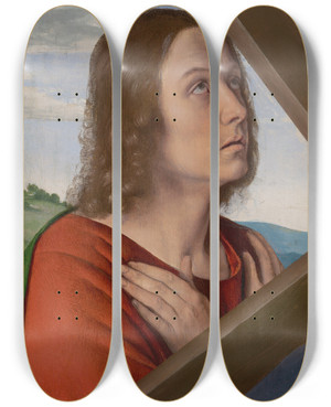Triptych art skateboard deck of Jean Hey Saint John The Evangelist by Jean Hey (1475-1505)