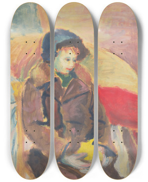 Triptych art skateboard deck of Jn Novk Seated Boy by Jan Novak (1921-1944)