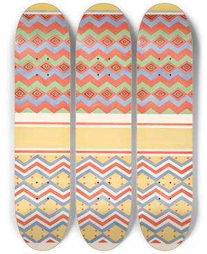 Triptych art skateboard deck of Gustave Jquier 5 Plafond Du Tombeau Damounzeh 84 6 Plafond Du Tombeau Damenemheb by Gustave Jequier (1868-1946)