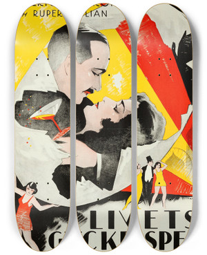 Triptych art skateboard deck of Eric Rohman Merry Go Round by Eric Rohman (1891-1949)