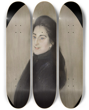 Triptych art skateboard deck of Jacquesmile Blanche La Marquise De Casafuerte by Jacques-mile Blanche (1861-1942)