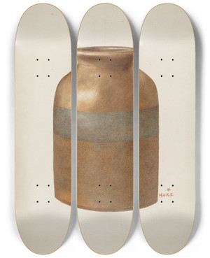 Triptych art skateboard deck of Margaret Stottlemeyer Stone Fruit Jar_1 by Margaret Stottlemeyer