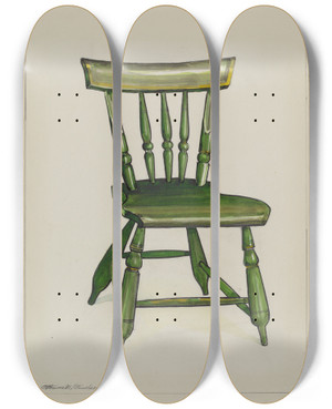 Triptych art skateboard deck of Florence Truelson Wooden Chair by Florence Truelson
