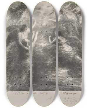 Triptych art skateboard deck of Henri Fantinlatour Le Paradis Et La Peri_1 by Henri Fantin-Latour (1836-1904)