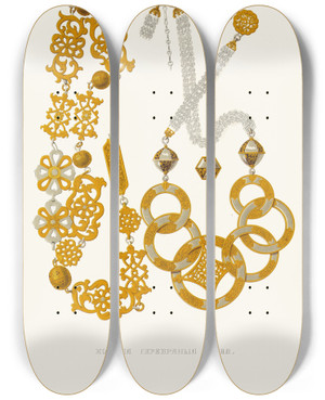 Triptych art skateboard deck of Fedor Grigoryevich Solntsev Konskaia Serebrianaia Cyp by Fedor Grigoryevich Solntsev (1801-1892)