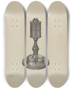 Triptych art skateboard deck of H Langden Brown Lamp by H Langden Brown