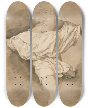 Triptych art skateboard deck of David Humbert De Superville Gewaad Op Een Schetsmatig Aangegeven Mannenfiguur by David Humbert De Superville (1770-1849)
