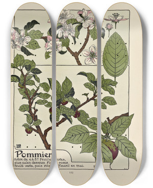 Triptych art skateboard deck of Maurice Pillard Verneuil Pommier by Maurice Pillard Verneuil (1869-1942)