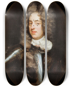 Triptych art skateboard deck of David Richter The Younger Abraham Brahe 1669 1728 by David Richter the Younger (1664-1741)