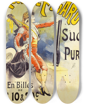 Triptych art skateboard deck of Lucien Lefvre Reglisse Figaro by Lucien Lefevre (1850-1902)