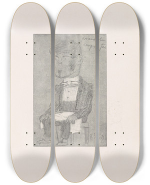 Triptych art skateboard deck of Pierre Puvis De Chavannes Les Caricatures De Puvis De Chavannes Pl02 by Pierre Puvis De Chavannes (1824-1898)