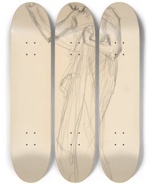 Triptych art skateboard deck of Edwin Austin Abbey Figure Study For The Hours Sketch For Mural For The State Capitol Building In Harrisburg Pennsylvania 19021911 by Edwin Austin Abbey (1852-1911)