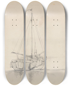 Triptych art skateboard deck of August Alleb Dorpskerk by August Allebe (1838-1927)