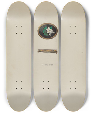 Triptych art skateboard deck of Kurt Melzer Brooch_1 by Kurt Melzer