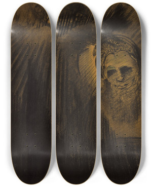 Triptych art skateboard deck of Odilon Redon Apparition_1 by Odilon Redon (1840-1916)