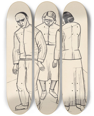 Triptych art skateboard deck of Karl Wiener Gescheiterte by Karl Wiener (1901-1949)