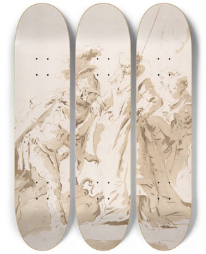 Triptych art skateboard deck of Giovanni Battista Tiepolo The Meeting Of Anthony And Cleopatra_1 by Giovanni Battista Tiepolo (1696-1770) Triptych art skateboard deck of Giovanni Battista Tiepolo The Meeting Of Anthony And Cleopatra_1 by Giovanni Battista Tiepolo (1696-1770)