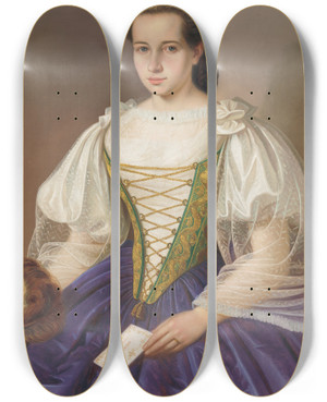 Triptych art skateboard deck of Peter Michal Boh Portrait Of Anna Efrnkov by Peter Michal Bohun (1822-1879)
