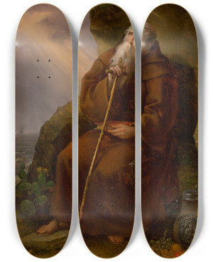 Triptych art skateboard deck of Jozef Ginovsk Saint by Jozef Ginovsky (1800-1851)