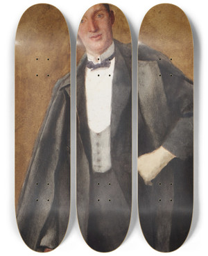 Triptych art skateboard deck of William John Wainwright Study For Portrait Of Barry Jackson by William John Wainwright (1855-1931)