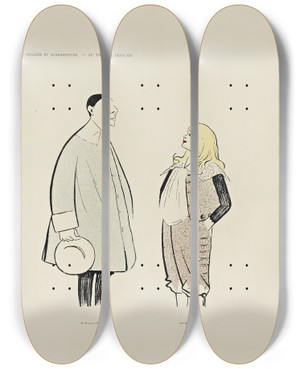 Triptych art skateboard deck of Leonetto Cappiello 70 Dessins De Cappiello Pl19 by Leonetto Cappiello (1875-1942)