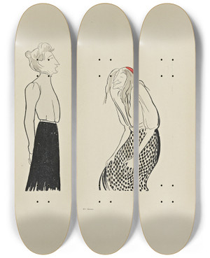 Triptych art skateboard deck of Leonetto Cappiello 70 Dessins De Cappiello Pl37 by Leonetto Cappiello (1875-1942)