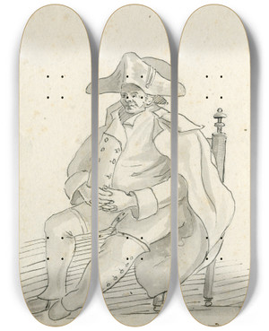 Triptych art skateboard deck of Otto Howen Monsieur Mendizabel by Otto Howen (1774-1848)