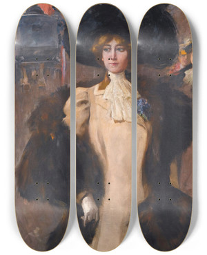 Triptych art skateboard deck of Paolo Sala About Town by Paolo Sala (1859-1924)