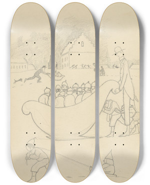 Triptych art skateboard deck of Lon Spilliaert Les Plaisirs De La Glissade Au Traneau_2 by Leon Spilliaert (1881-1946) Triptych art skateboard deck of Lon Spilliaert Les Plaisirs De La Glissade Au Traneau_2 by Leon Spilliaert (1881-1946)
