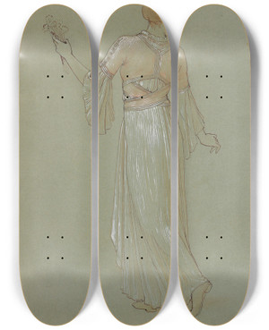 Triptych art skateboard deck of Henry James Holiday Study Of A Woman In Egyptian Dress by Henry James Holiday (1839-1927)