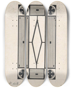 Triptych art skateboard deck of Samuel Jessurun De Mesquita Ornament Met Bloem by Samuel Jessurun De Mesquita (1868-1944)