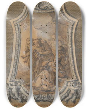 Triptych art skateboard deck of Charlesandr Van Loo St Gregory Reluctant To Accept His Election As Bishop Of Rome by Charles-Andr van Loo (1705-1765)