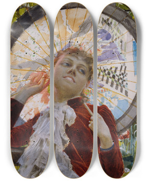 Triptych art skateboard deck of Anders Zorn Castles In The Air by Anders Zorn (1860-1920)