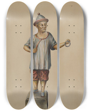 Triptych art skateboard deck of Charles Bowman Hitching Post by Charles Bowman