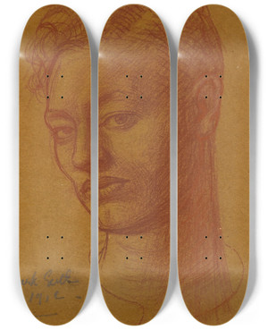 Triptych art skateboard deck of Mark Gertler Portrait Of The Artists Brother by Mark Gertler (1891-1939)