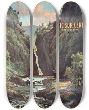 Triptych art skateboard deck of Louis Tauzin Vicsurcre by Louis Tauzin (1845-1914)