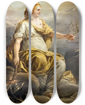 Triptych art skateboard deck of Nicolas Bernard Lpici Allegory Of Peace by Nicolas Bernard Lepicie (1735-1784)