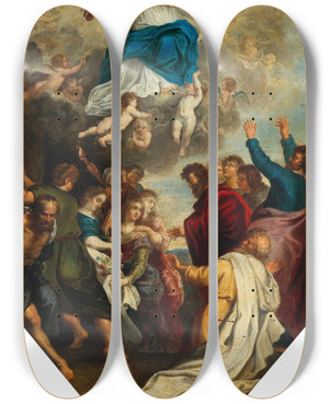 Triptych art skateboard deck of Follower Of Peter Paul Rubens The Assumption Of The Virgin_2 by Follower Of Peter Paul Rubens (1577-1640) Triptych art skateboard deck of Follower Of Peter Paul Rubens The Assumption Of The Virgin_2 by Follower Of Peter Paul Rubens (1577-1640)
