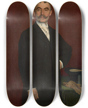 Triptych art skateboard deck of Dominik Skuteck Portrait Of Jn Slivka by Dominik Skutecky (1849-1921)