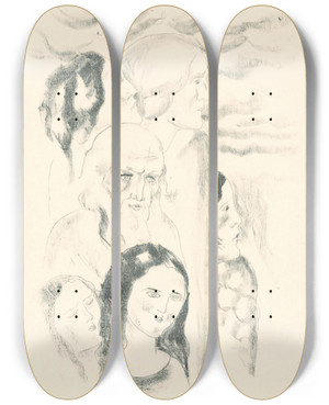 Triptych art skateboard deck of Mikul Galanda Tvre_2 by Mikulas Galanda (1895-1938)