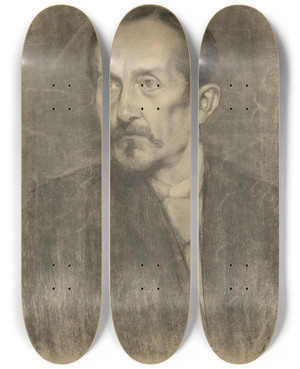 Triptych art skateboard deck of Jlius Der Podobize Mua by Jlius der